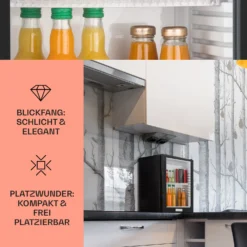MKS-12 Minibar 24 Liter Klasse E Schwarz Glas 0dB -Deutschland Klarstein Verkaufs-Shop 10005439 DE 0003 usp