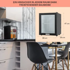 MKS-12 Minibar 24 Liter Klasse E Schwarz Glas 0dB -Deutschland Klarstein Verkaufs-Shop 10005439 DE 0006 usp