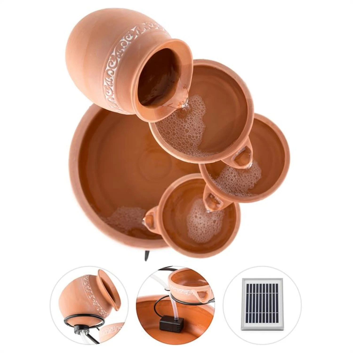 Empoli Kaskadenbrunnen Terrakotta 5 Stufen 200 l/h Solar 2W LED Empoli Kaskadenbrunnen Terrakotta 5 Stufen 200 L/h Solar 2W LED -Deutschland Klarstein Verkaufs-Shop 10022936 yy 0002 detail Blumfeldt solar brunnen