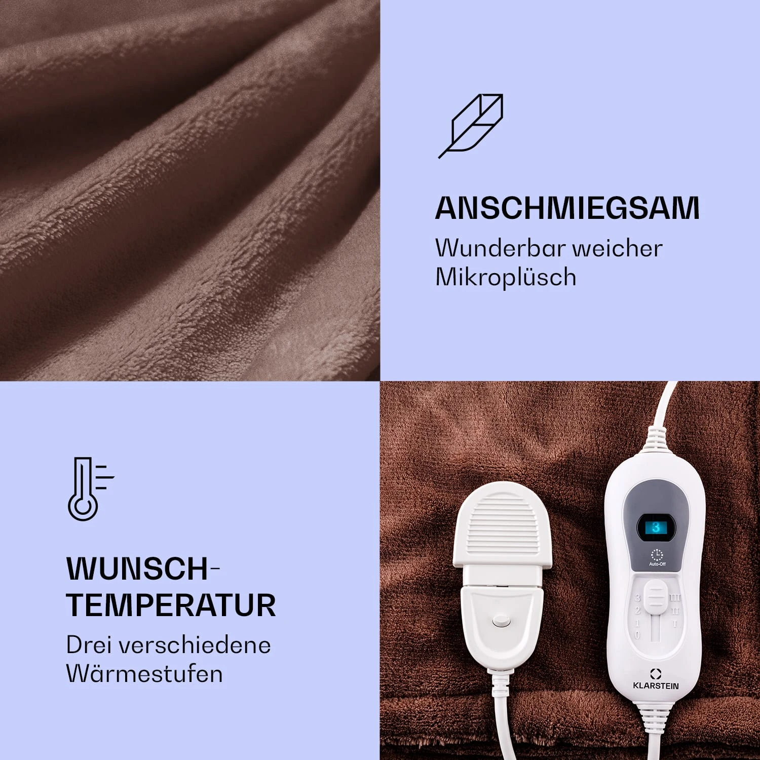 Dr. Watson XL Heizdecke 120W 3 Temperaturstufen 180x130 cm Bedienteil Dr. Watson XL Heizdecke 120W 3 Temperaturstufen 180x130 Cm Bedienteil -Deutschland Klarstein Verkaufs-Shop 10024005 de 0003 logo