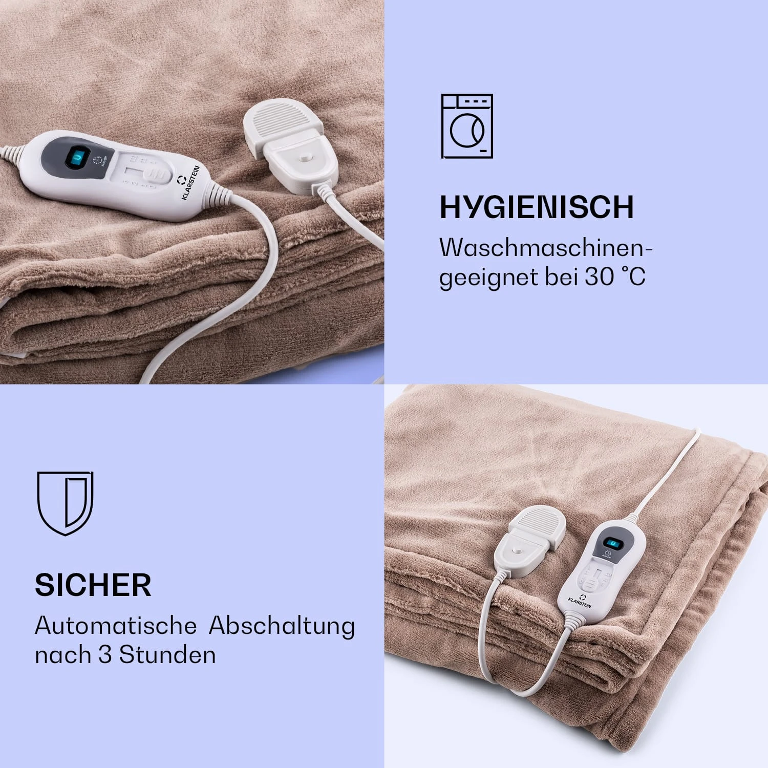 Dr. Watson XL Heizdecke 120 W 3 Stufen 180 x 130 cm Bedienteil Dr. Watson XL Heizdecke 120 W 3 Stufen 180 X 130 Cm Bedienteil -Deutschland Klarstein Verkaufs-Shop 10024006 de 0004 logo