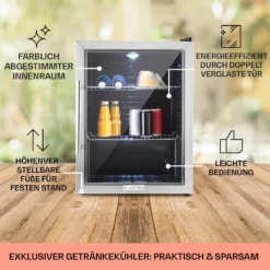 Beersafe XL Kühlschrank 60 Liter 2 Böden Panoramaglastür Edelstahl 4 Beersafe XL Kühlschrank 60 Liter 2 Böden Panoramaglastür Edelstahl -Deutschland Klarstein Verkaufs-Shop 10027672 DE 0005 usp