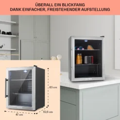 Beersafe XL Kühlschrank 60 Liter 2 Böden Panoramaglastür Edelstahl 5 Beersafe XL Kühlschrank 60 Liter 2 Böden Panoramaglastür Edelstahl -Deutschland Klarstein Verkaufs-Shop 10027672 DE 0006 usp