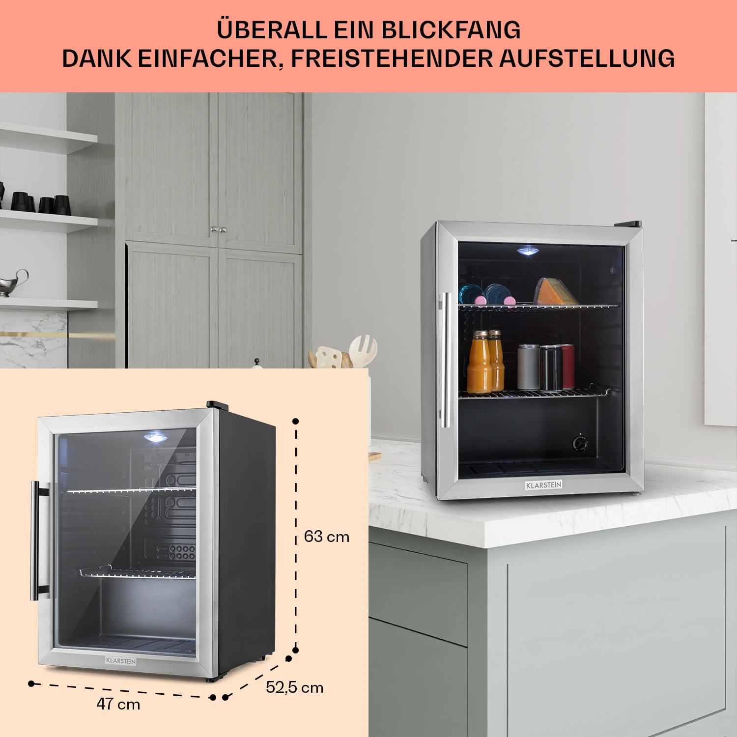 Beersafe XL Kühlschrank 60 Liter 2 Böden Panoramaglastür Edelstahl Beersafe XL Kühlschrank 60 Liter 2 Böden Panoramaglastür Edelstahl -Deutschland Klarstein Verkaufs-Shop 10027672 DE 0006 usp
