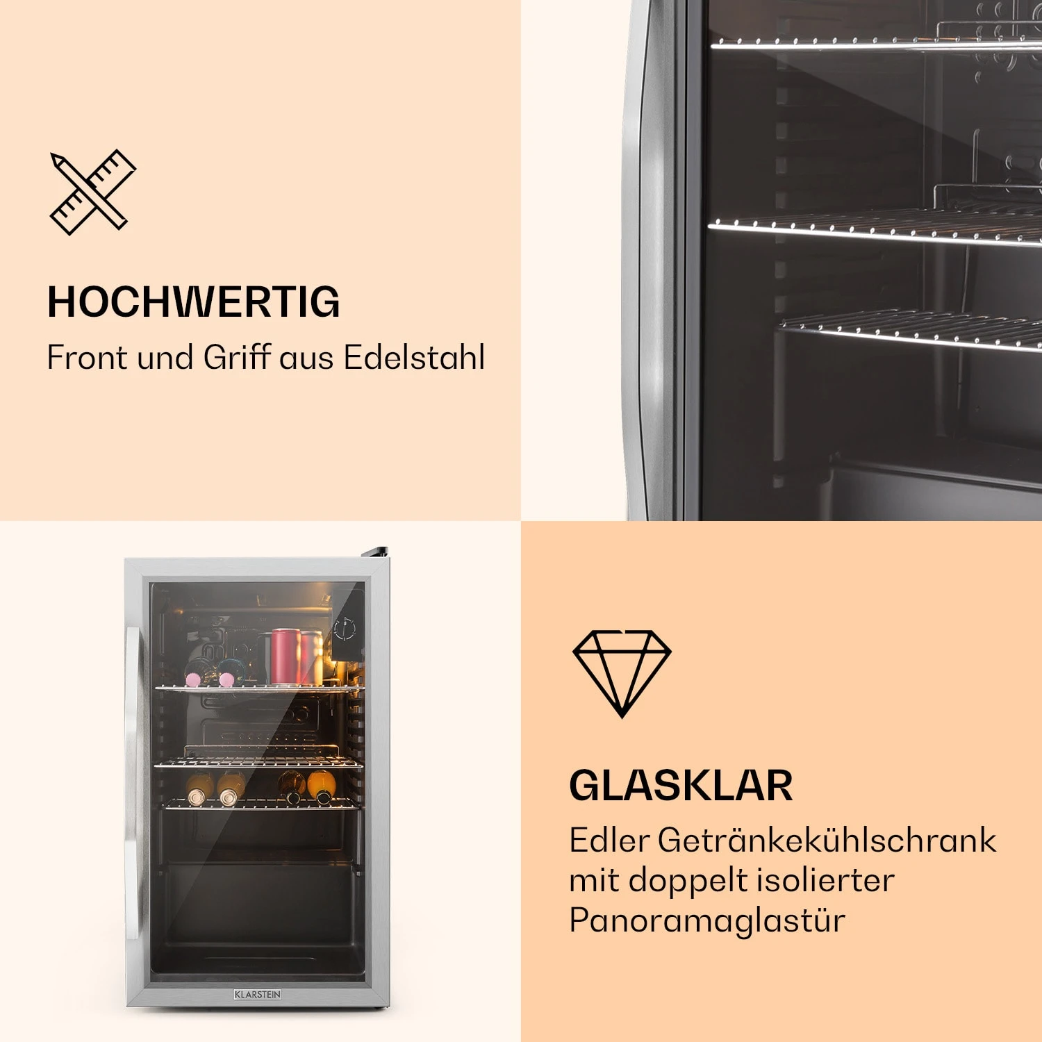 Beersafe XXL Kühlschrank 80 Liter 3 Böden Panoramaglastür Edelstahl Beersafe XXL Kühlschrank 80 Liter 3 Böden Panoramaglastür Edelstahl -Deutschland Klarstein Verkaufs-Shop 10027673 de 0002 logo