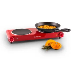 Captain Cook² Doppel-Kochplatte Infrarot 2400W Edelstahl Rot