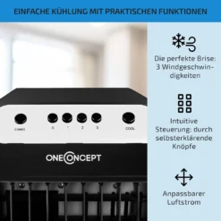 Carribean Blue 3-in-1 Luftkühler Ventilator Luftbefeuchter 402 M3/h | 70 Watt | 4 Liter | 3 Geschwindigkeiten | Oszillation | Mobil -Deutschland Klarstein Verkaufs-Shop 10028180 de 0004 usp