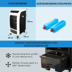 Carribean Blue 3-in-1 Luftkühler 402 M3/h 70 W 4 Ltr Oszillation Mobil 5 Carribean Blue 3-in-1 Luftkühler 402 M3/h 70 W 4 Ltr Oszillation Mobil -Deutschland Klarstein Verkaufs-Shop 10028181 de 0006 usp