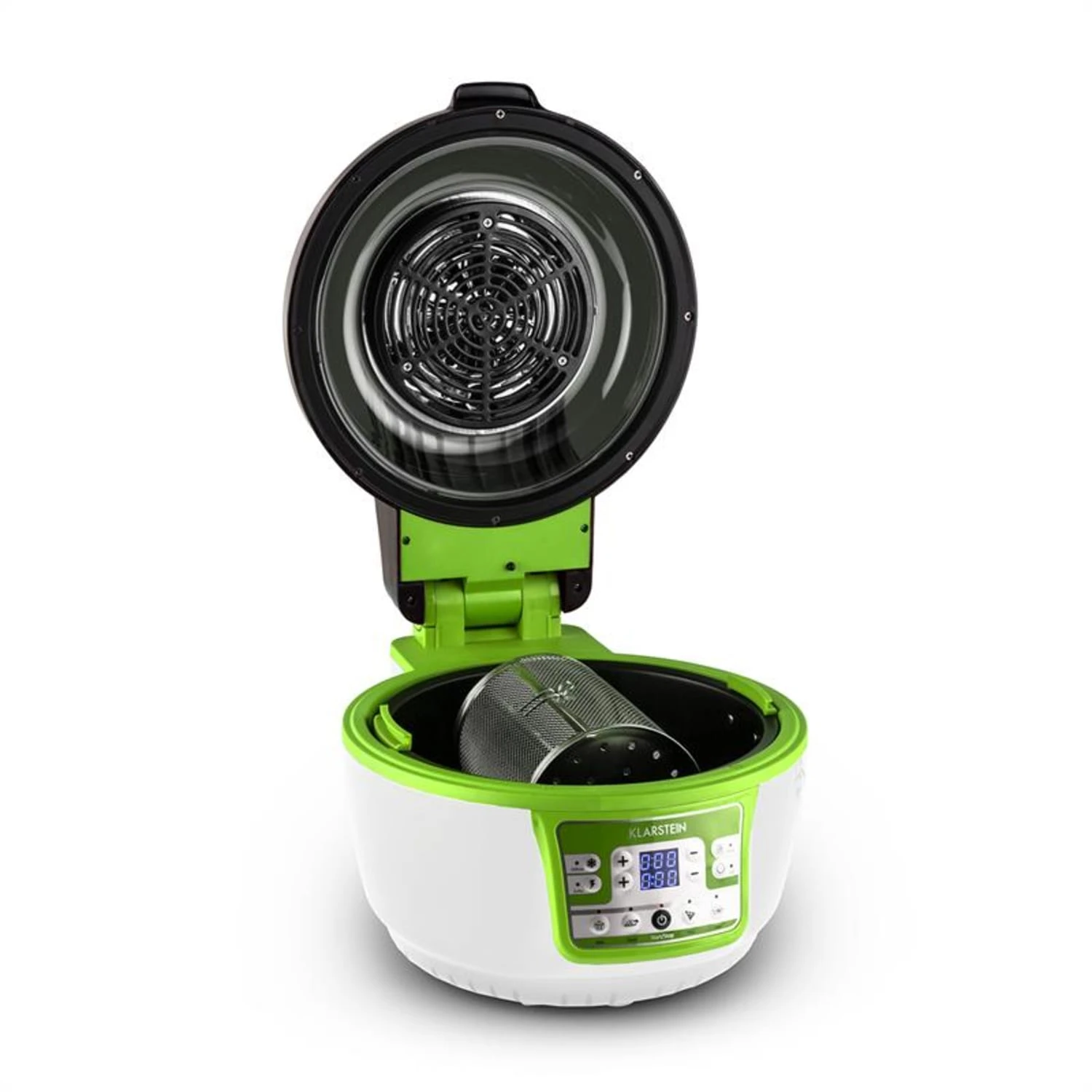 VitAir Turbo Heißluftfritteuse grün-weiß 1400W Grillen Backen 9l VitAir Turbo Heißluftfritteuse Grün-weiß 1400W Grillen Backen 9l -Deutschland Klarstein Verkaufs-Shop 10028288 yy 0002 titel 03 Klarstein VitAir Heissluftfritteuse gruen weiss