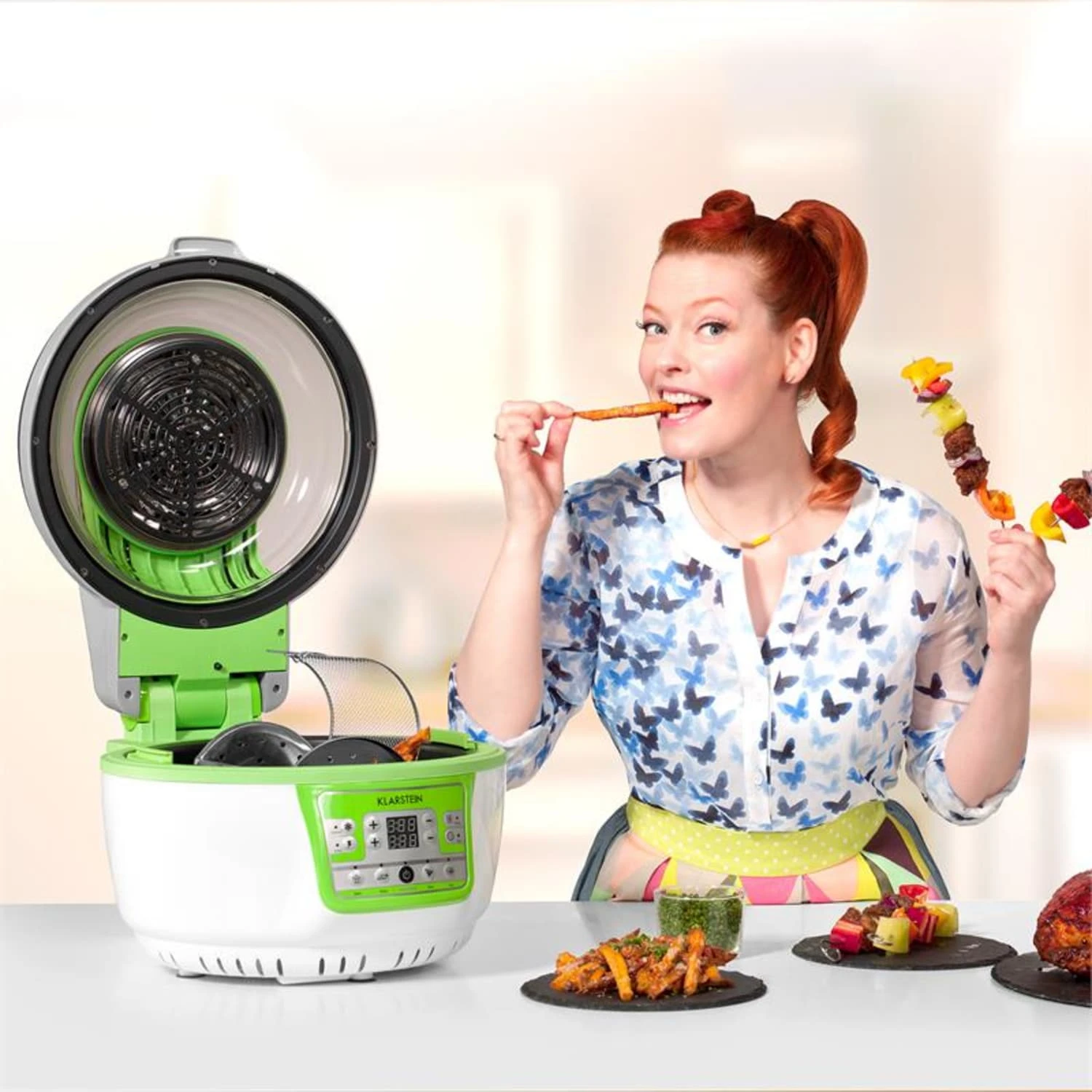 VitAir Turbo Heißluftfritteuse grün-weiß 1400W Grillen Backen 9l VitAir Turbo Heißluftfritteuse Grün-weiß 1400W Grillen Backen 9l -Deutschland Klarstein Verkaufs-Shop 10028288 yy 0003 titel enie klarstein vitair heissluft frieteuse