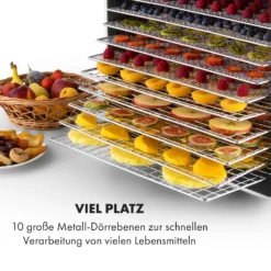Fruit Jerky Steel 10 Dörrautomat 10 Etagen 1000 W Fläche: 1,5 M² Timer 3 Fruit Jerky Steel 10 Dörrautomat 10 Etagen 1000 W Fläche: 1,5 M² Timer -Deutschland Klarstein Verkaufs-Shop 10028437 de 0004 logo