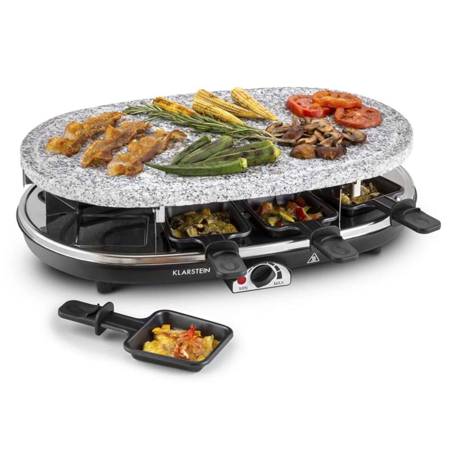 Steaklette Raclettegrill 1500 W Granit-Natursteinplatte 8 Personen Steaklette Raclettegrill 1500 W Granit-Natursteinplatte 8 Personen -Deutschland Klarstein Verkaufs-Shop 10028449 yy 0001 titel Klarstein Steaklette Raclette Natursteingrill