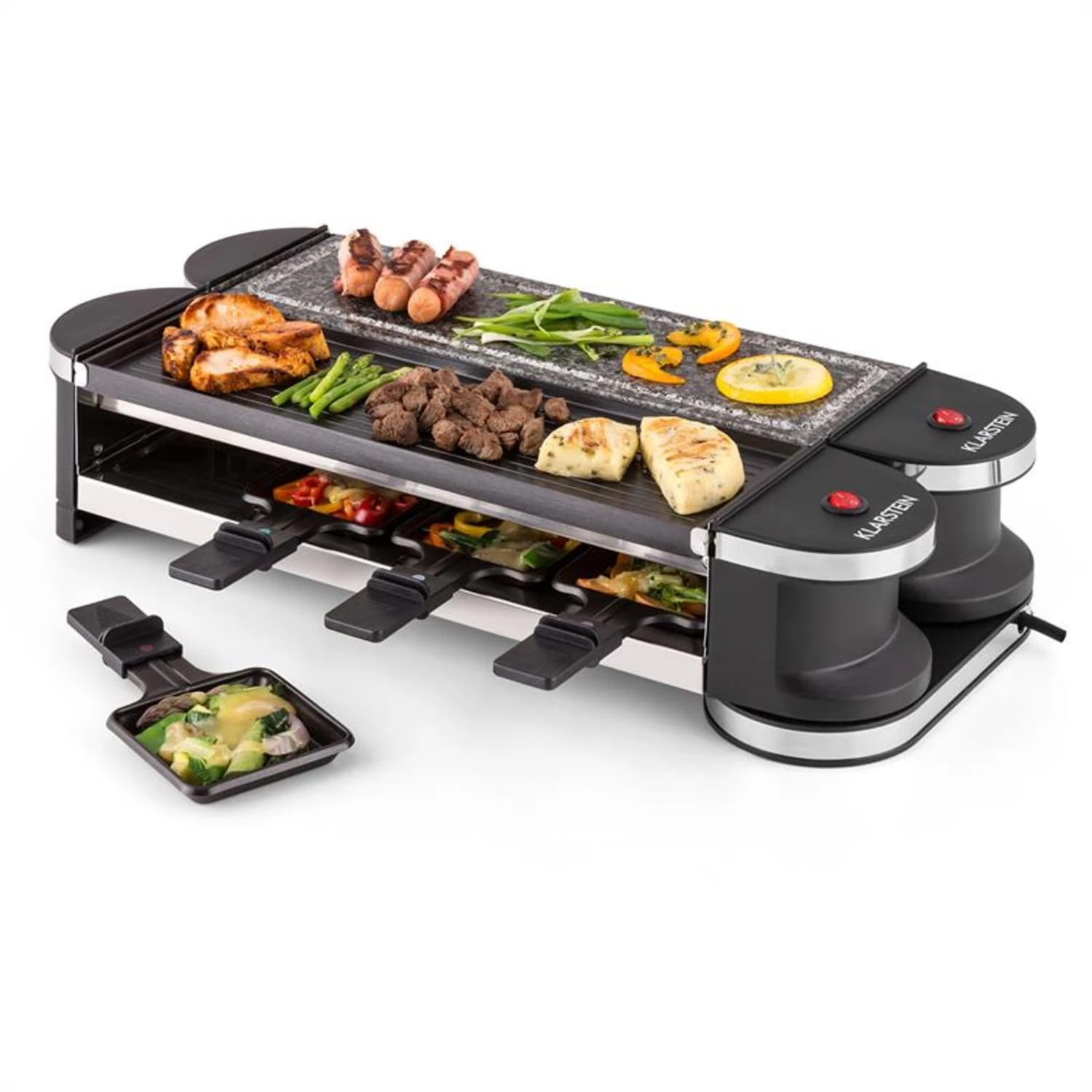 Tenderloin 50/50 Raclette-Grill 1200W 8 Personen Naturstein & Grill Tenderloin 50/50 Raclette-Grill 1200W 8 Personen Naturstein & Grill -Deutschland Klarstein Verkaufs-Shop 10028578 yy 0007 logo 07 Klarstein Tenderloin Raclette Grill