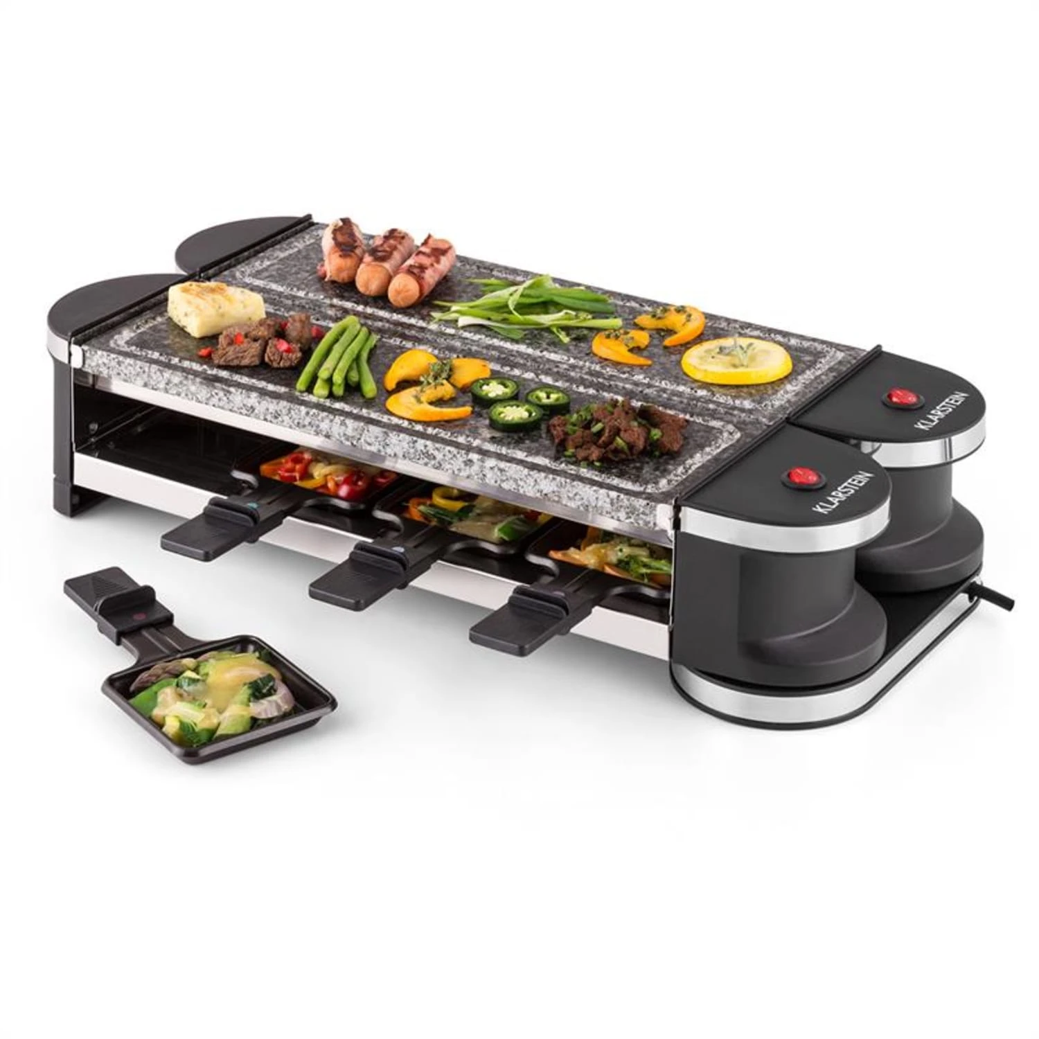 Tenderloin 100 Raclette-Grill 1200 W (2x600W) 8 Personen 2x Naturstein Tenderloin 100 Raclette-Grill 1200 W (2x600W) 8 Personen 2x Naturstein -Deutschland Klarstein Verkaufs-Shop 10028579 yy 0007 logo 07 Klarstein Tenderloin Raclette Grill