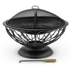 Tulip Feuerschale Ø75cmGrill Feuerstelle Funkenschutz Stahl Brüniert -Deutschland Klarstein Verkaufs-Shop 10028582 yy 0003 front 03 Blumfeldt Tulip Feuerschale 75cm Grill