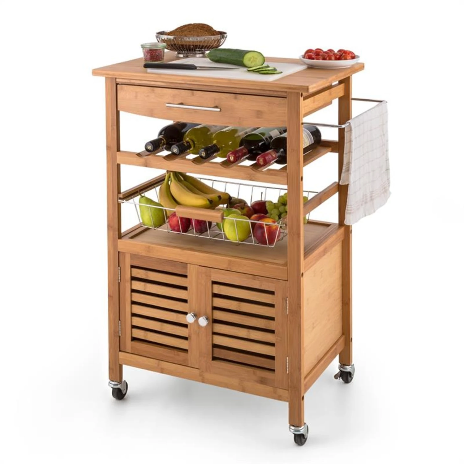 Louisiana Servierwagen Küchenwagen 5 Etagen Holz Handtuchhalter Mobil -Deutschland Klarstein Verkaufs-Shop 10028589 yy 0011 ambient 10 Klarstein Louisiana Kuechenwagen Trolley 4 Etagen