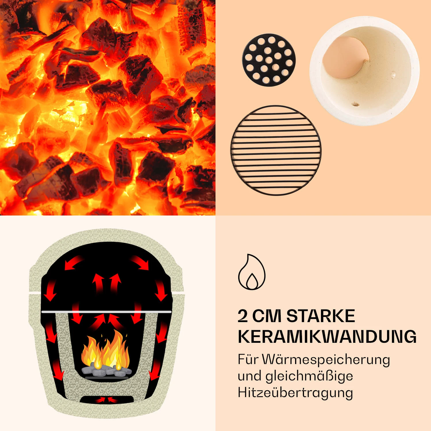 Princesize Kamado-Grill Keramikgrill Edelstahl-Grillrost Smoker BBQ Princesize Kamado-Grill Keramikgrill Edelstahl-Grillrost Smoker BBQ -Deutschland Klarstein Verkaufs-Shop 10029124 de 0004 logo