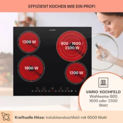 Virtuosa Keramikkochfeld Einbauherd 6500W 59x52cm 4 Zonen Glaskeramik -Deutschland Klarstein Verkaufs-Shop 10029239 de 0003 usp