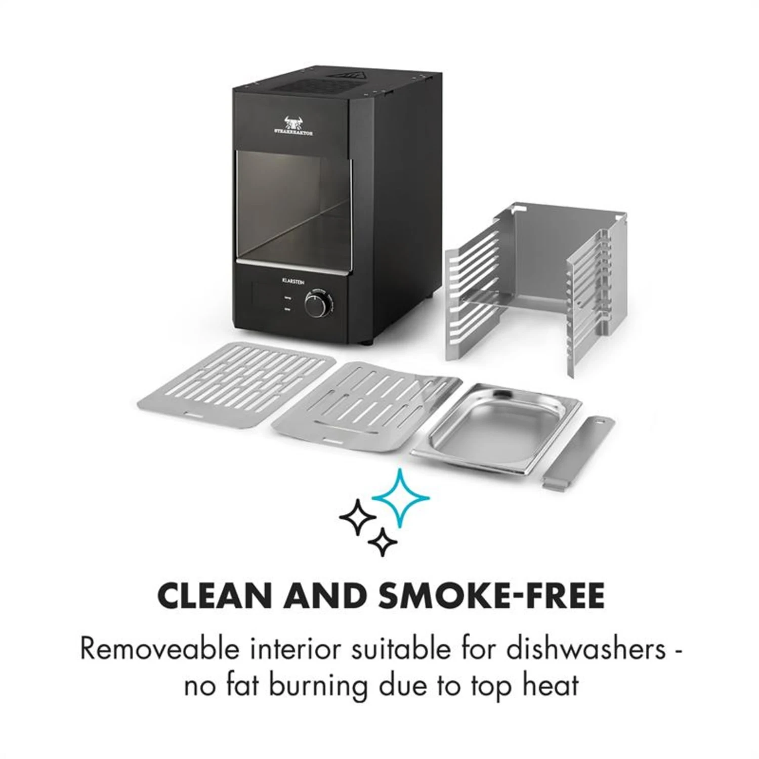 Steakreaktor 2.0 Indoor Grillgerät 850 °C 1600W Infrarot Made In Germany -Deutschland Klarstein Verkaufs-Shop 10029610 yy 0008 logo Klarstein Steakreaktor Indoor Grillgeraet black reedit v2