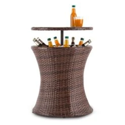 Beerboy Gartentisch Getränkekühler Ø50cm Polyrattan Bicolor Braun -Deutschland Klarstein Verkaufs-Shop 10029628 yy 0005 front Blumfeldt Beerboy Gartentisch Polyrattan Kuehler