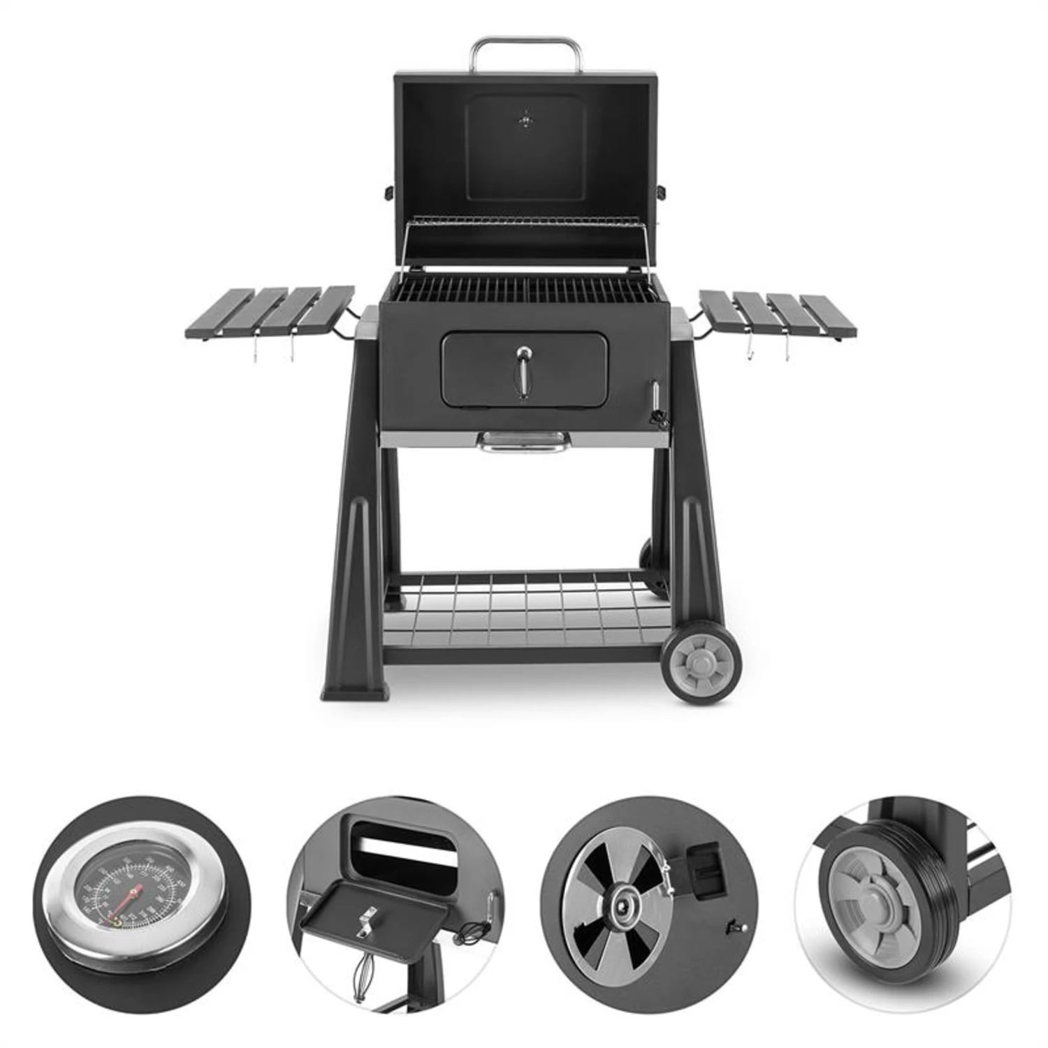 Bigfoot Holzkohlegrill Smoker BBQ-Grill 55 x 40 cm Stahl schwarz Bigfoot Holzkohlegrill Smoker BBQ-Grill 55 X 40 Cm Stahl Schwarz -Deutschland Klarstein Verkaufs-Shop 10029763 yy 0004 detail Klarstein Bigfoot BBQ Grill Smoker