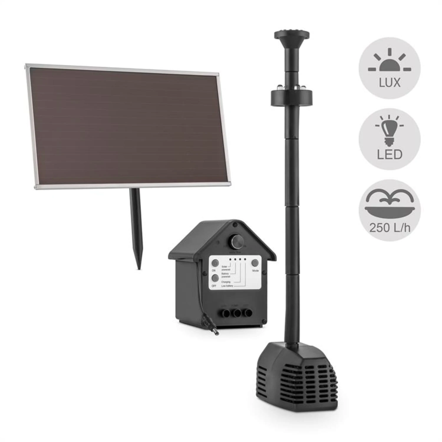 Wasserwerk 250 Wasserpumpe Solar Springbrunnen 250 l/h LED Akku Wasserwerk 250 Wasserpumpe Solar Springbrunnen 250 L/h LED Akku -Deutschland Klarstein Verkaufs-Shop 10029901 yy 0001 logo Blumfeldt Wasserwerk 250 Solar Springbrunnen LED