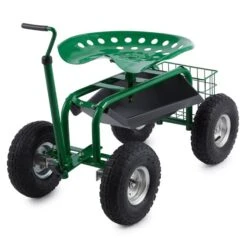 Waldbeck Park Ranger Gartensitz 130 Kg Fahrbar Ablage Stahl Grün -Deutschland Klarstein Verkaufs-Shop 10030404 yy 0006 front Waldbeck four wheel garden seat