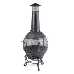 Flavius Gartenofen Terrassenofen Gusseisen/Stahl 140 Cm Silberfarben -Deutschland Klarstein Verkaufs-Shop 10030722 yy 0005 titel Silver Antique Steel Cast Iron Chimnea