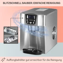 Ice Volcano 2G Eismaschine LED 12kg Je 24h 2l 6-12min Silber -Deutschland Klarstein Verkaufs-Shop 10030848 DE 0005 usp