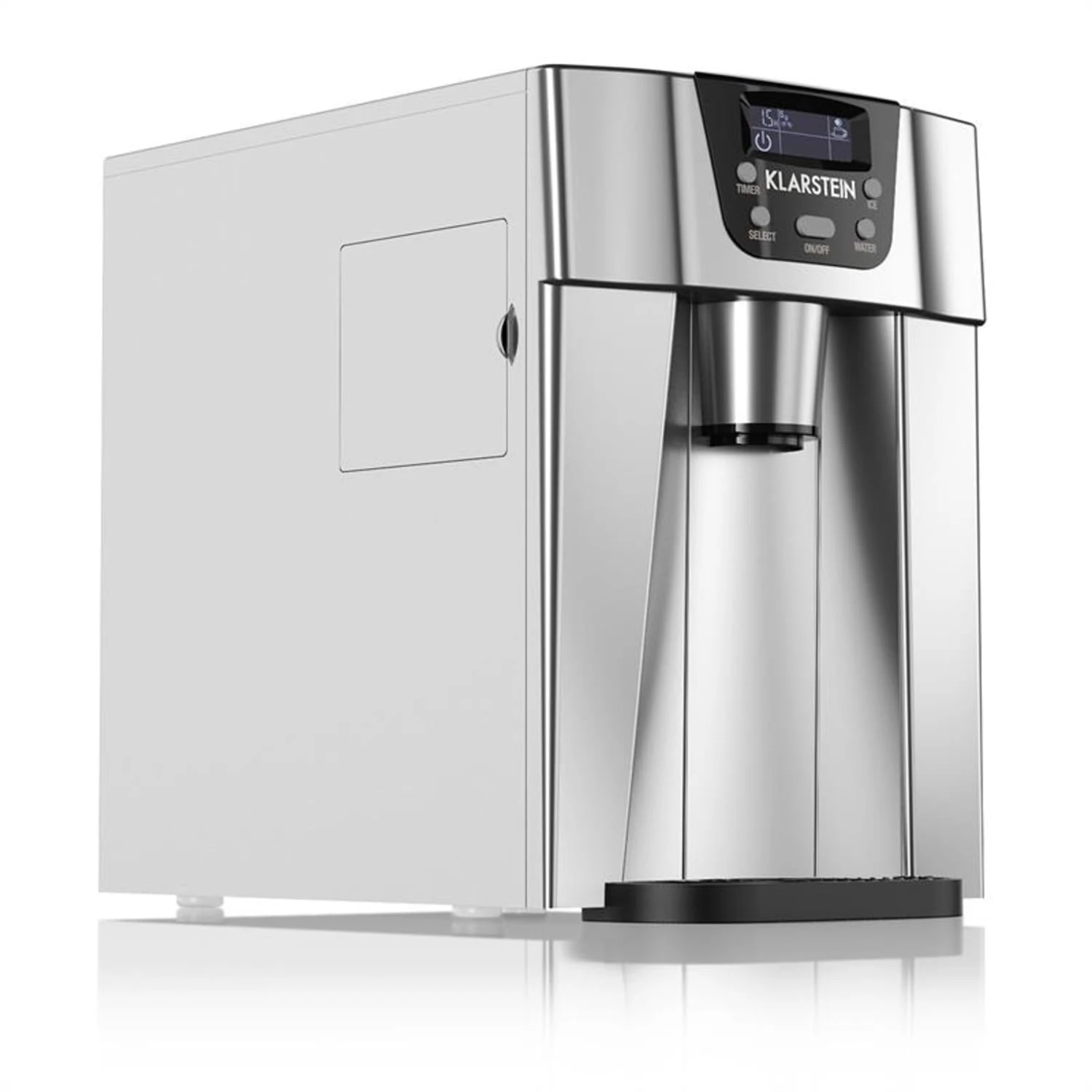 Ice Volcano 2G Eismaschine LED 12kg Je 24h 2l 6-12min Silber -Deutschland Klarstein Verkaufs-Shop 10030848 yy 0001 titel Klarstein Ice Volcano 2GS Eismaschine silber reedit v4