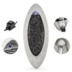 Gavarnie Wandbrunnen LED 37,5x89,5x9 Cm Oval 6W Pumpe IP 67 2 Gavarnie Wandbrunnen LED 37,5x89,5x9 Cm Oval 6W Pumpe IP 67 -Deutschland Klarstein Verkaufs-Shop 10030994 yy 0004 detail Blumfeldt Gavarnie Wandbrunnen Naturstein Optik
