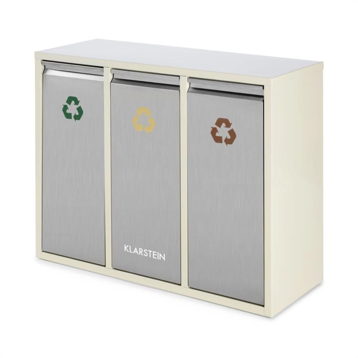 Ordnungshüter 3 Mülleimer Mülltrenner 45L (3 x 15 L) cremebeige Ordnungshüter 3 Mülleimer Mülltrenner 45L (3 X 15 L) Cremebeige -Deutschland Klarstein Verkaufs-Shop 10031320 yy 0006 front Klarstein Ordnungshueter 3 Muelleimer cremebeige