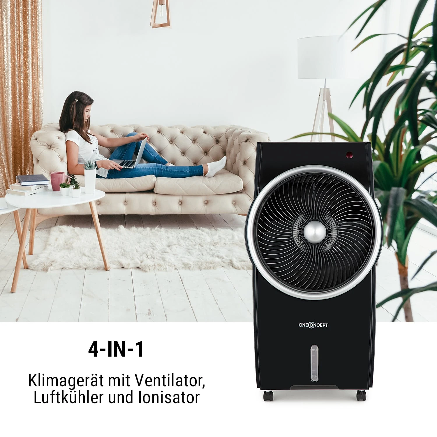 Kingcool 4-in-1 Luftkühler 2340 m³/h 95 W 8 Liter mobil Fernbedienung Kingcool 4-in-1 Luftkühler 2340 M³/h 95 W 8 Liter Mobil Fernbedienung -Deutschland Klarstein Verkaufs-Shop 10031341 de 0004 usp
