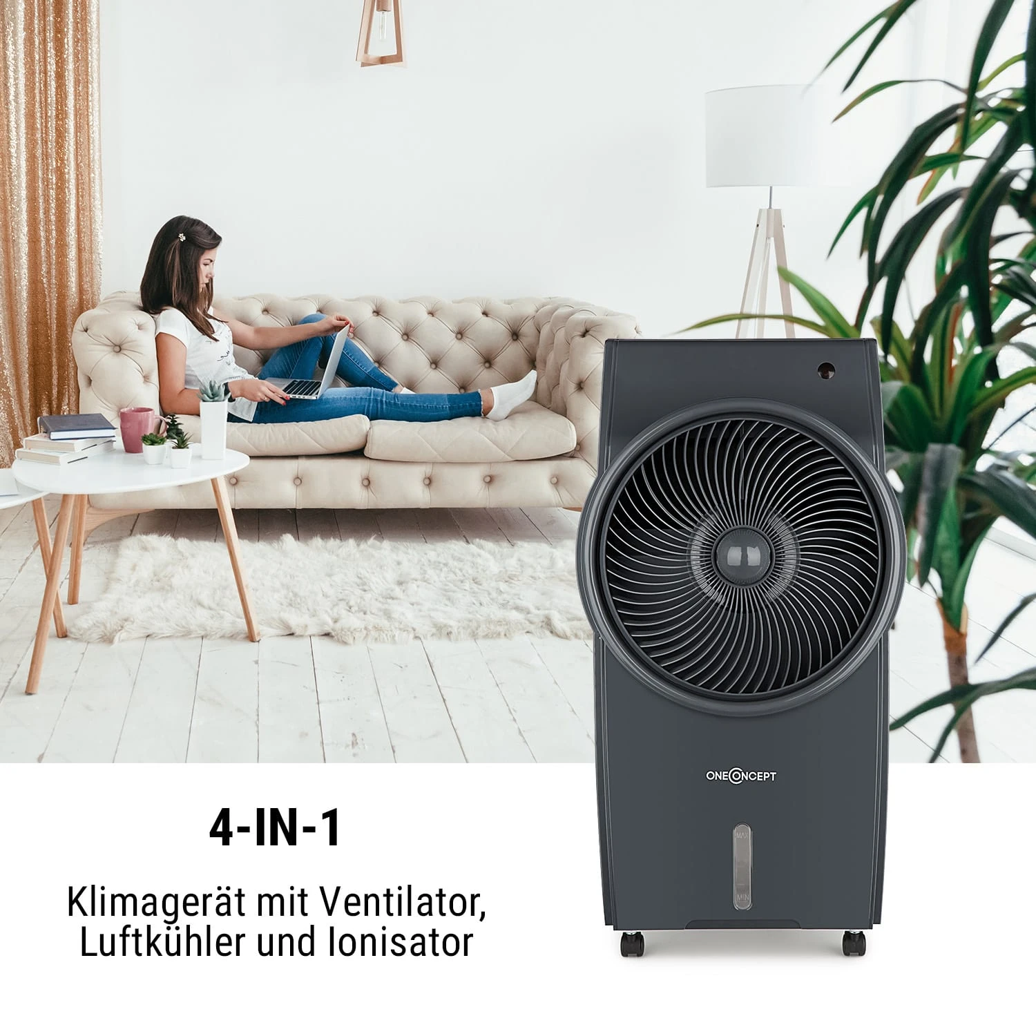 Kingcool 4-in-1 Luftkühler 2340 m³/h 95 W 8 Ltr mobil Fernbedienung Kingcool 4-in-1 Luftkühler 2340 M³/h 95 W 8 Ltr Mobil Fernbedienung -Deutschland Klarstein Verkaufs-Shop 10031342 de 0004 usp