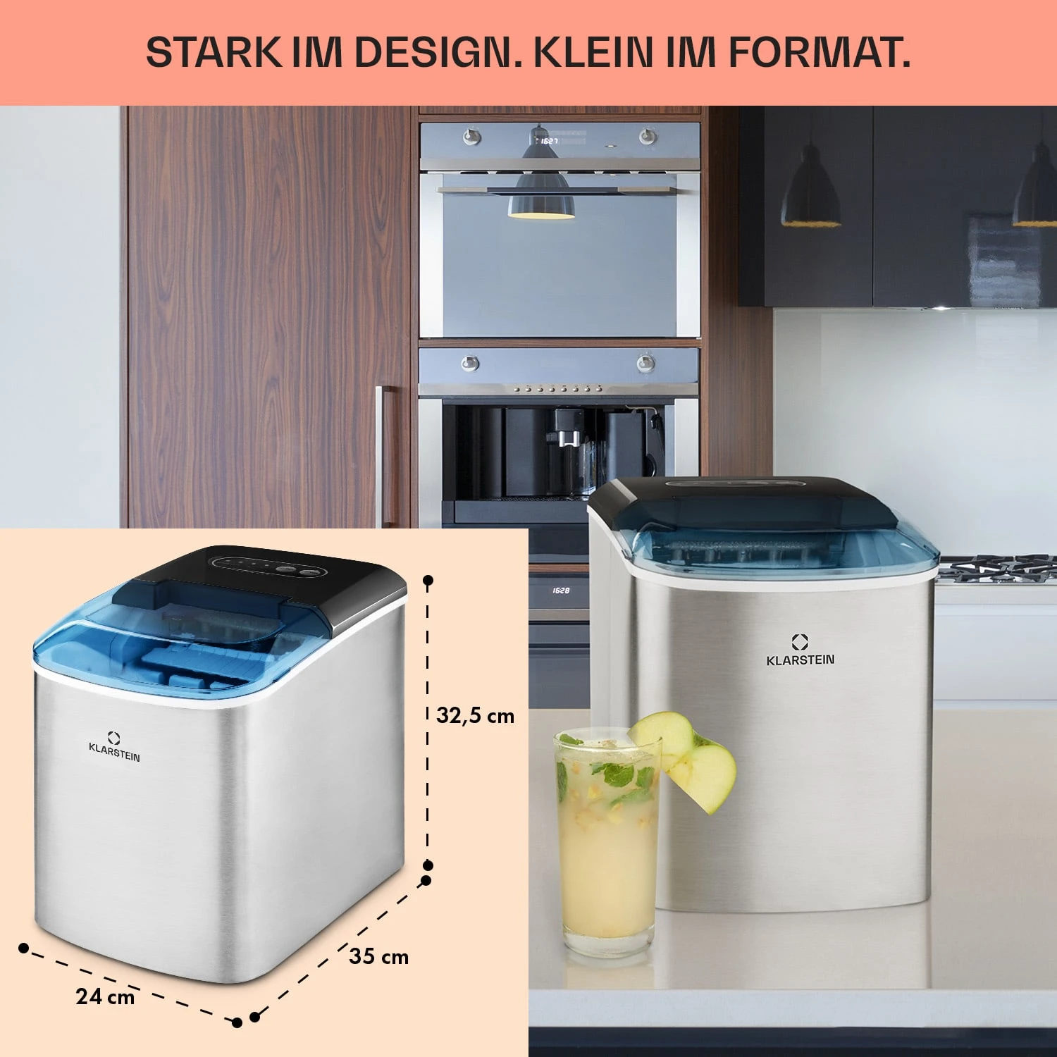 On-The-Rocks Eismaschine LED | 12kg je 24h | 2.1l | Edelstahl schwarz On-The-Rocks Eismaschine LED | 12kg Je 24h | 2.1l | Edelstahl Schwarz -Deutschland Klarstein Verkaufs-Shop 10031372 de 0006 usp