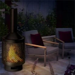 Essos Gartenofen Holzofen Ø45cm Gitterwand Stahlblech Schwarz -Deutschland Klarstein Verkaufs-Shop 10031482 yy 0003 ambient Blumfeldt Essos Gartenofen schwarz