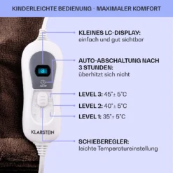 Dr. Watson XXL Heizdecke 3 Stufen Waschbar 200x180cm Mikroplüsch -Deutschland Klarstein Verkaufs-Shop 10031579 de 0006 usp