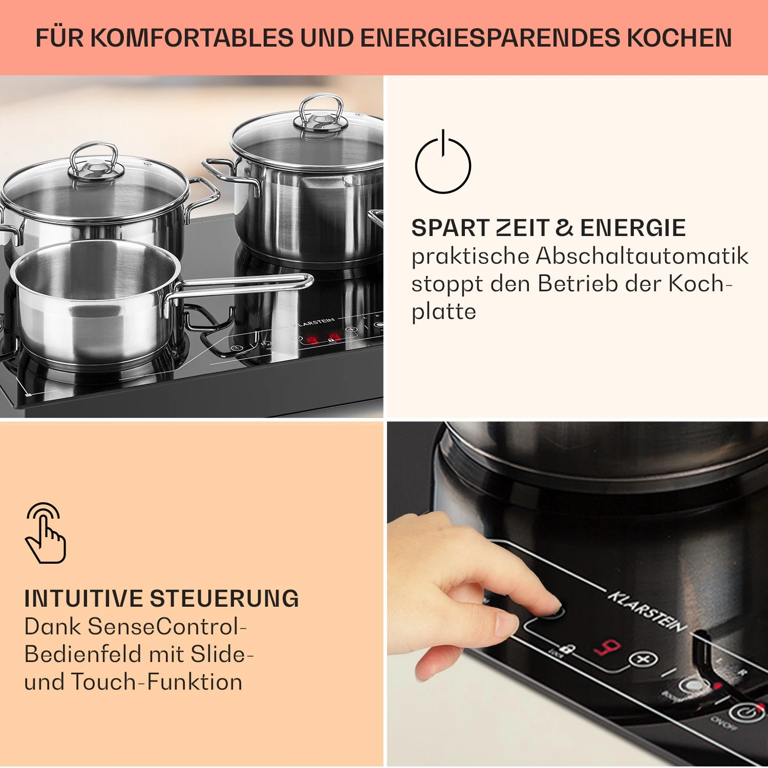 Deejay Freizonen-Induktionskochfeld 3500 W Glaskeramik Touch schwarz Deejay Freizonen-Induktionskochfeld 3500 W Glaskeramik Touch Schwarz -Deutschland Klarstein Verkaufs-Shop 10031633 de 0004 usp