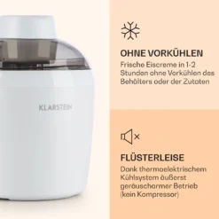 Schneeflöckchen Eiscremebereiter Thermoelektrisch 700ml Leise Weiß -Deutschland Klarstein Verkaufs-Shop 10031663 de 0003 logo