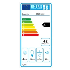 Sabia Dunstabzugshaube Sicherheitsglas Kopffrei 60cm Wandanbau Schwarz -Deutschland Klarstein Verkaufs-Shop 10031680 energy label