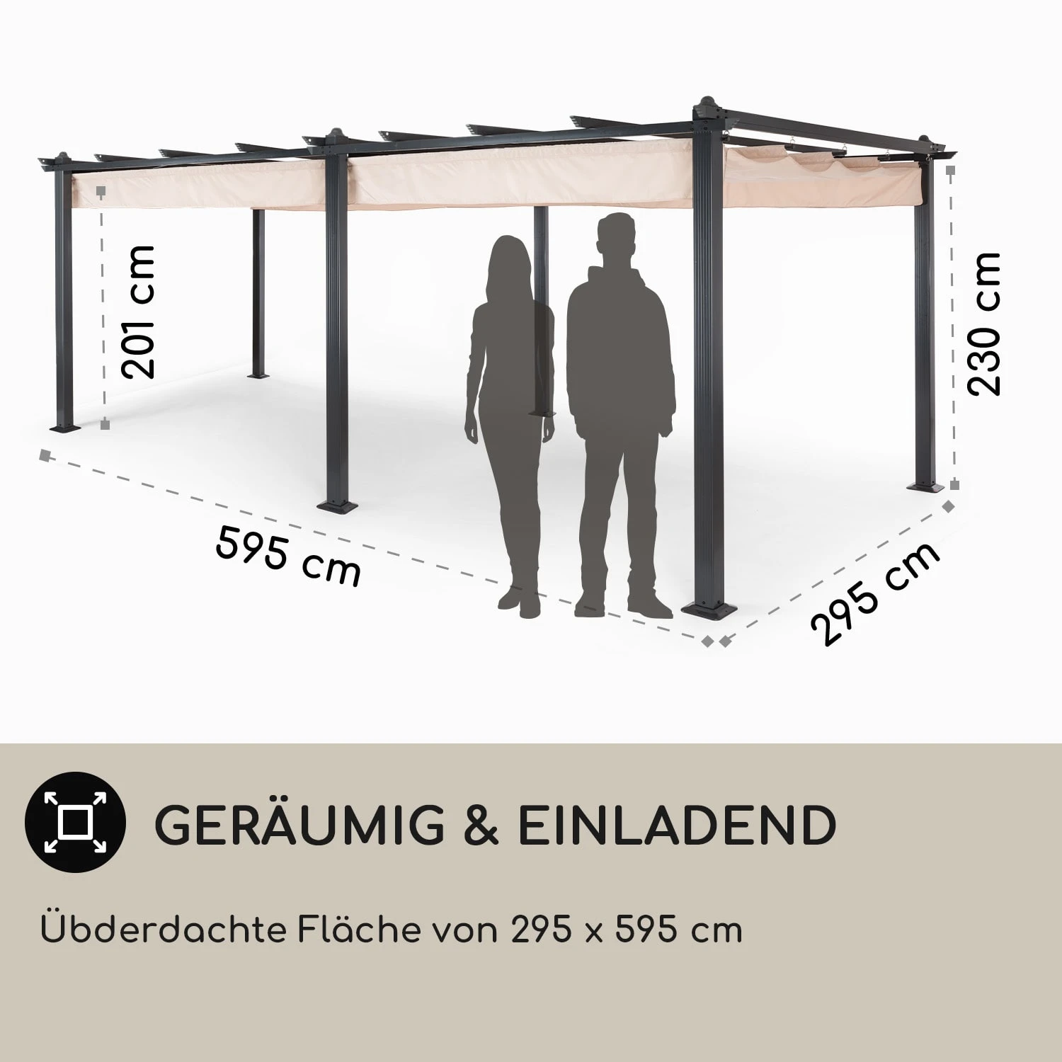 Pantheon 3x6 Pergola Vordach 3x6m Aluminium Sonnendach Polyester beige Pantheon 3x6 Pergola Vordach 3x6m Aluminium Sonnendach Polyester Beige -Deutschland Klarstein Verkaufs-Shop 10031884 DE 0004 usp