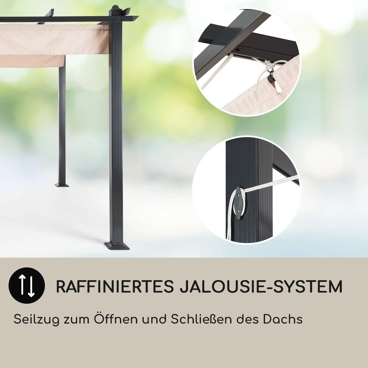 Pantheon 3x6 Pergola Vordach 3x6m Aluminium Sonnendach Polyester beige Pantheon 3x6 Pergola Vordach 3x6m Aluminium Sonnendach Polyester Beige -Deutschland Klarstein Verkaufs-Shop 10031884 DE 0005 usp