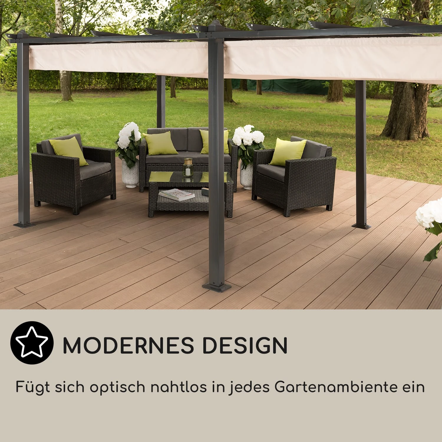 Pantheon 3x6 Pergola Vordach 3x6m Aluminium Sonnendach Polyester beige Pantheon 3x6 Pergola Vordach 3x6m Aluminium Sonnendach Polyester Beige -Deutschland Klarstein Verkaufs-Shop 10031884 DE 0006 usp