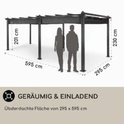 Pantheon 3x6 Pergola Vordach 3x6m Aluminium Sonnendach Polyester Grau -Deutschland Klarstein Verkaufs-Shop 10031885 DE 0004 usp