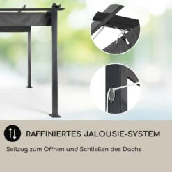Pantheon 3x6 Pergola Vordach 3x6m Aluminium Sonnendach Polyester Grau -Deutschland Klarstein Verkaufs-Shop 10031885 DE 0005 usp