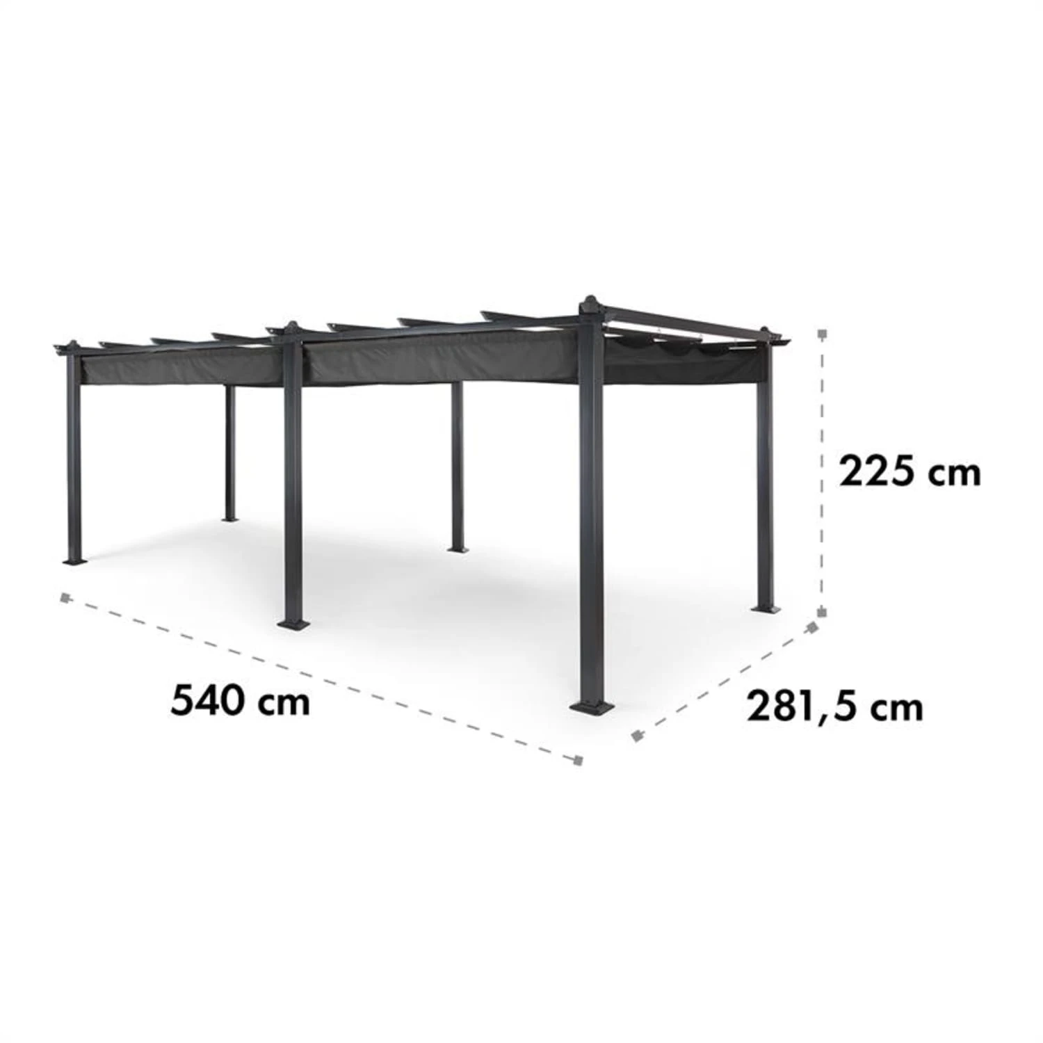 Pantheon 3x6 Pergola Vordach 3x6m Aluminium Sonnendach Polyester Grau -Deutschland Klarstein Verkaufs-Shop