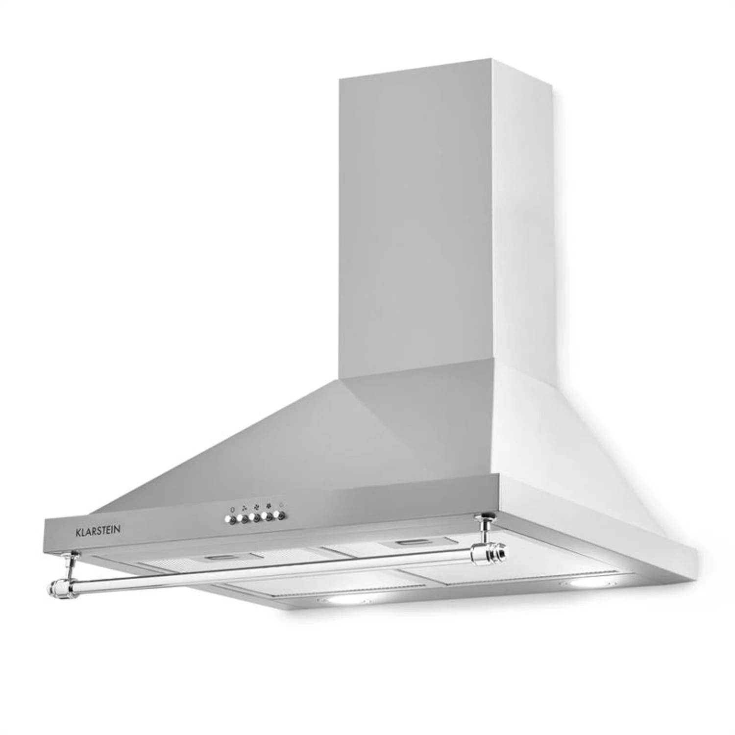 Montblanc 60 Dunstabzugshaube 610m³/h 165W 2x1,5W LED Reling Montblanc 60 Dunstabzugshaube 610m³/h 165W 2x1,5W LED Reling -Deutschland Klarstein Verkaufs-Shop 10031994 yy 0010 front Klarstein Montblanc 60 Dunstabzugshaube silbergrau