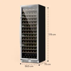 Vinovilla Grande 165 Built-in Uno Weinkühlschrank 425l 165Fl. Glastür -Deutschland Klarstein Verkaufs-Shop 10032033 yy 0007 dimensions