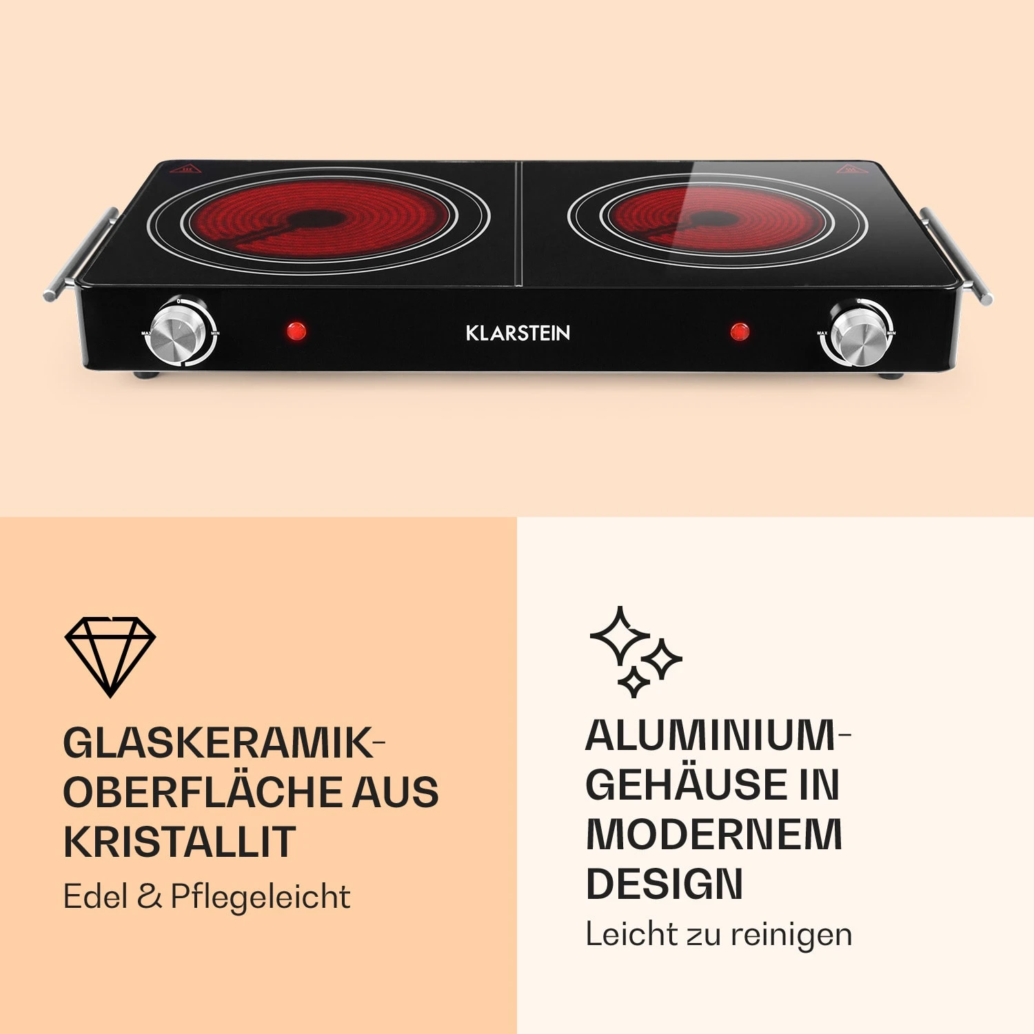VariCook Duo Kochplatte 3000W Edelstahlgehäuse Tragegriffe VariCook Duo Kochplatte 3000W Edelstahlgehäuse Tragegriffe -Deutschland Klarstein Verkaufs-Shop 10032125 de 0003 logo