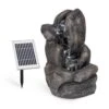 Felsquell Solar-Kaskadenbrunnen Akkubetrieb 2 KW Solarpanel 3 LEDs